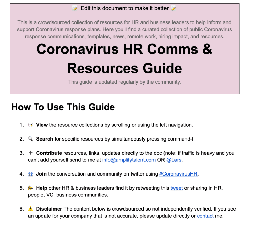 Coronavirus HR Comms & Resources Guide