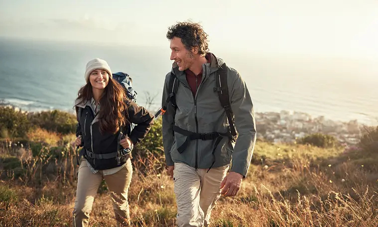 Man and women hiking